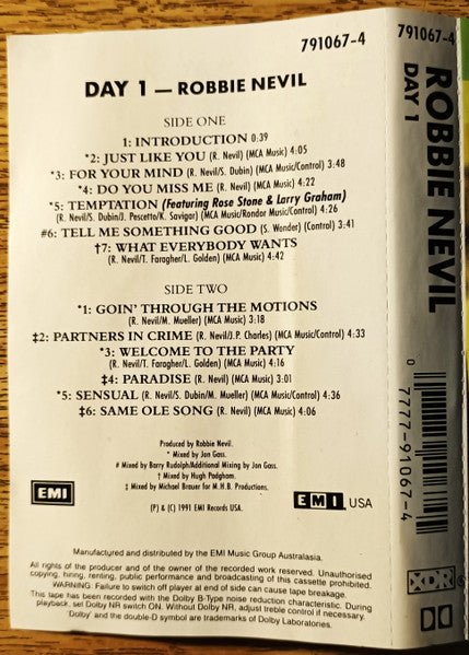 Robbie Nevil : Day 1 (Cass, Album, XDR)