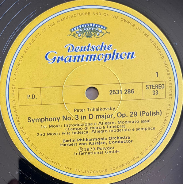 Pyotr Ilyich Tchaikovsky / Berliner Philharmoniker • Herbert Von Karajan : Symphonie Nr.3 »Polnische« • »Polish« (LP, RE)