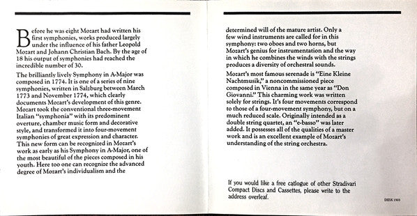 Wolfgang Amadeus Mozart : Symphony No. 29 / Eine Kleine Nachtmusik (CD, Album)