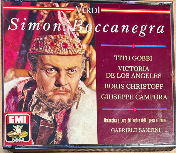 Giuseppe Verdi - Tito Gobbi, Victoria De Los Angeles, Boris Christoff, Giuseppe Campora, Walter Monachesi, Paolo Dari, Paolo Caroli, Silvia Bertona, Orchestra Del Teatro Dell'Opera Di Roma E Gabriele Santini (2), Coro Del Teatro Dell'Opera Di Roma, Giusep : Simon Boccanegra (2xCD, Album, Mono, RE, RM, DRM)