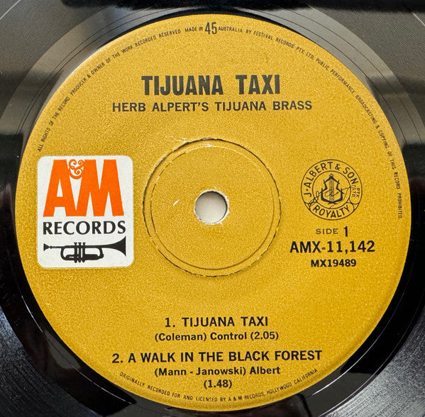 Herb Alpert & The Tijuana Brass : Tijuana Taxi (7", EP, Mono)