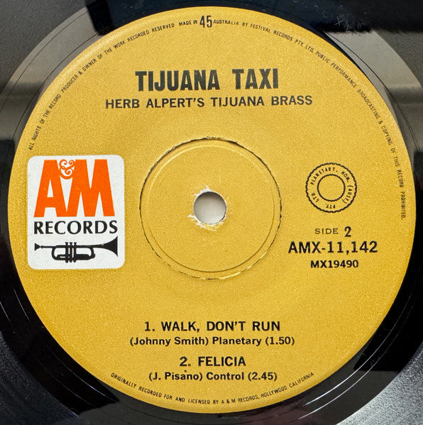 Herb Alpert & The Tijuana Brass : Tijuana Taxi (7", EP, Mono)
