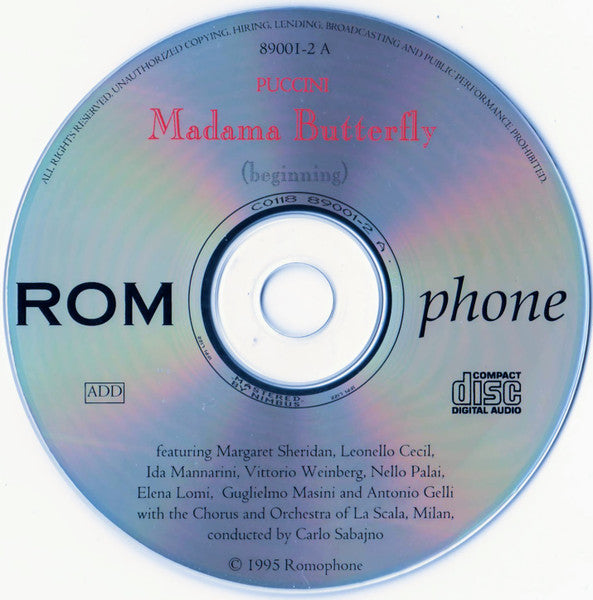 Puccini* : Madama Butterfly (The 1929/30 La Scala Recording) (2xCD)