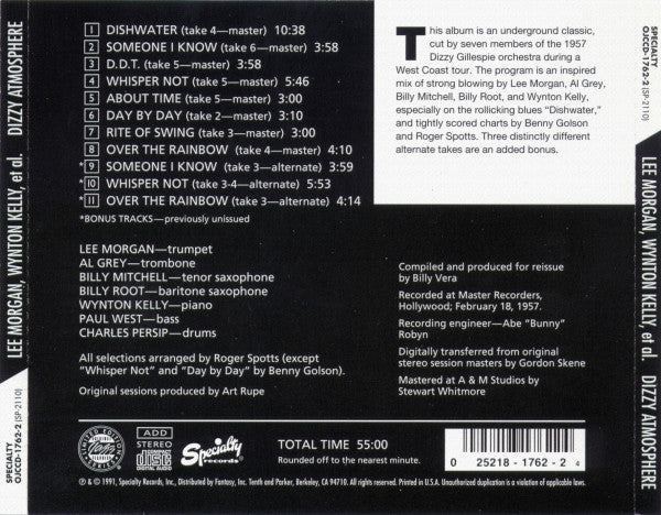 Lee Morgan, Wynton Kelly : Dizzy Atmosphere (CD, Album, Ltd, RE, RM)