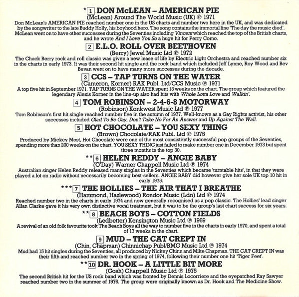 Various : Top Ten Hits Of The 70's (CD, Comp)