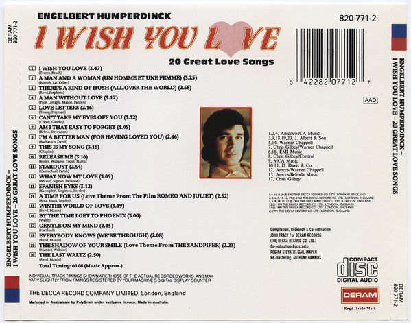 Engelbert Humperdinck : I Wish You Love - 20 Great Love Songs (CD, Comp)
