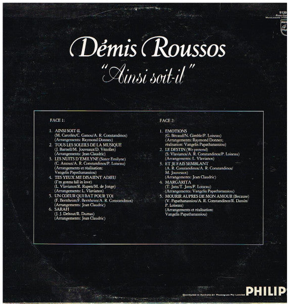 Demis Roussos : "Ainsi Soit-il" (LP, Album)