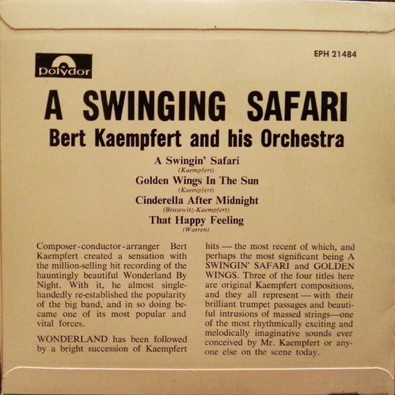 Bert Kaempfert & His Orchestra : A Swinging Safari (7", EP, Mono, RP)