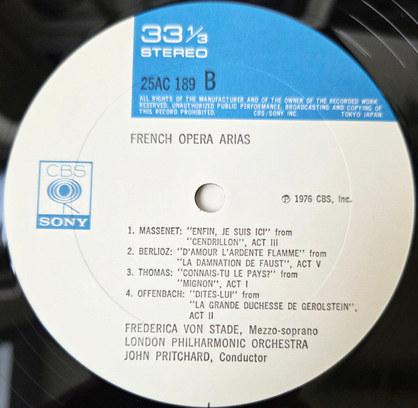 Frederica von Stade, John Pritchard / London Philharmonic Orchestra - Hector Berlioz • Charles Gounod • Jules Massenet • Giacomo Meyerbeer • Jacques Offenbach • Ambroise Thomas : French Opera Arias (LP, Album)