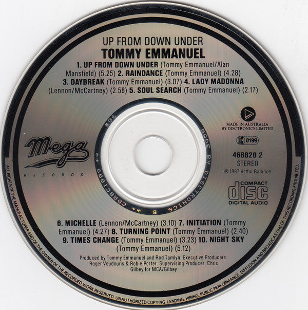 Tommy Emmanuel : Up From Down Under (CD, Album, RE)