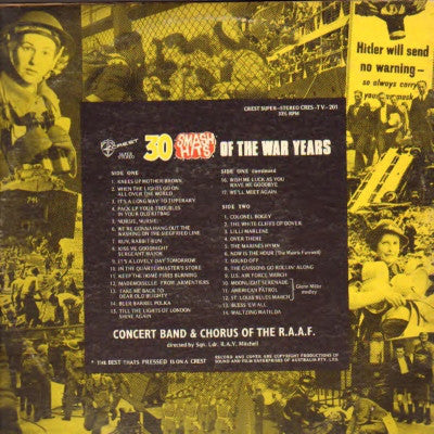 R.A.A.F. Central Band & Chorus Of The R.A.A.F. : 30 Smash Hits Of The War Years (LP, Gat)