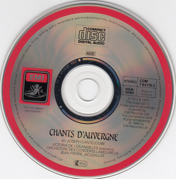Victoria De Los Angeles : Songs Of The Auvergne - Chants d'Auvergne (CD, Comp, RE)
