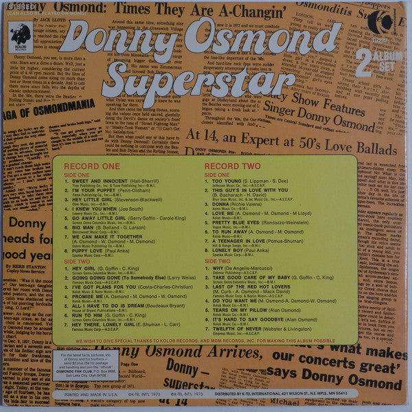 Donny Osmond : Superstar (2xLP, Comp, Pur)