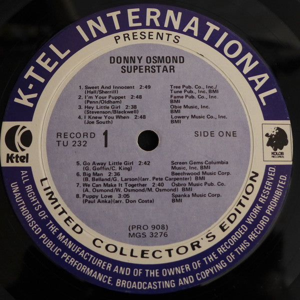Donny Osmond : Superstar (2xLP, Comp, Pur)