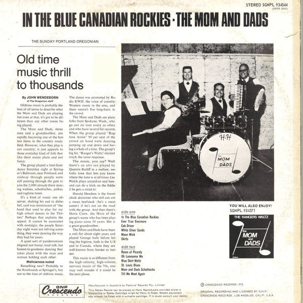 The Mom And Dads : In The Blue Canadian Rockies (LP, Album)