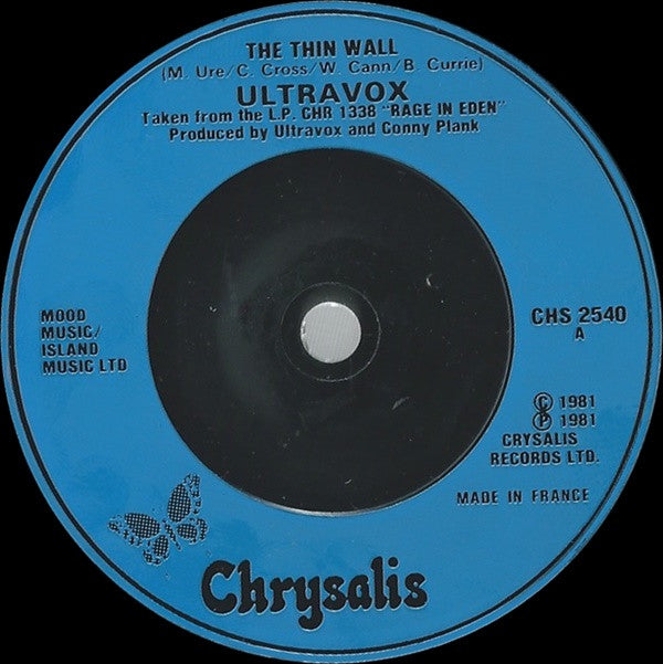 Ultravox : The Thin Wall (7", Single, Fre)