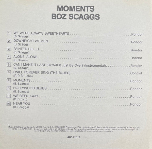 Boz Scaggs : Moments (CD, Album)