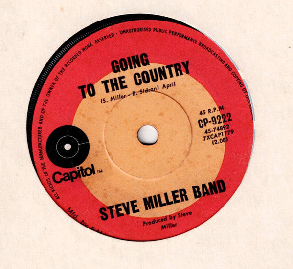 Steve Miller Band : Going To The Country (7", Single)