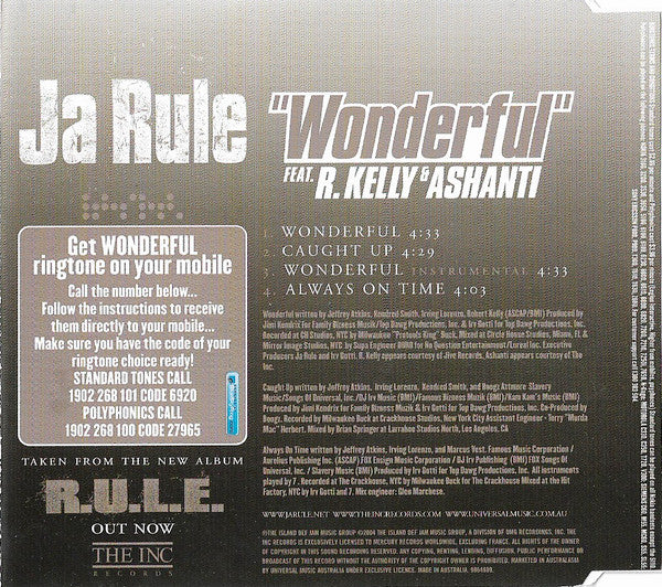 Ja Rule Feat. R. Kelly & Ashanti : Wonderful (CD, Maxi)