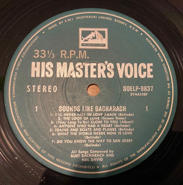 EMI Studio-Orchester : Sounds Like Bacharach (LP, Album)