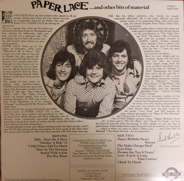 Paper Lace : ...And Other Bits Of Material (LP)