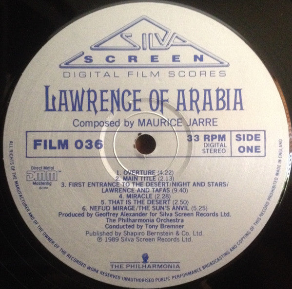Maurice Jarre, The Philharmonia Orchestra* Conducted By Tony Bremner : Lawrence Of Arabia (LP, Gat)