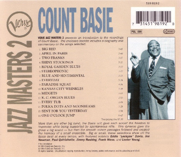 Count Basie : Verve Jazz Masters 2 (CD, Comp)