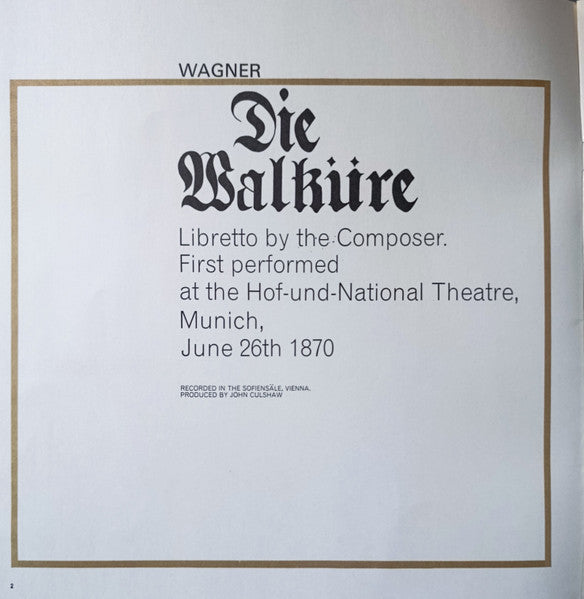 Richard Wagner / Birgit Nilsson, Hans Hotter, Régine Crespin, James King (3), Christa Ludwig, Wiener Philharmoniker, Georg Solti : Die Walküre (5xLP + Box, Plu)