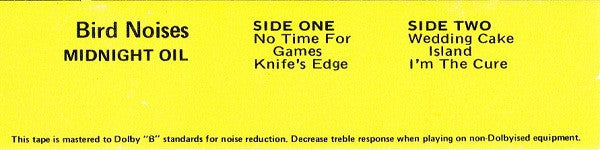 Midnight Oil : Bird Noises (Cass, EP)