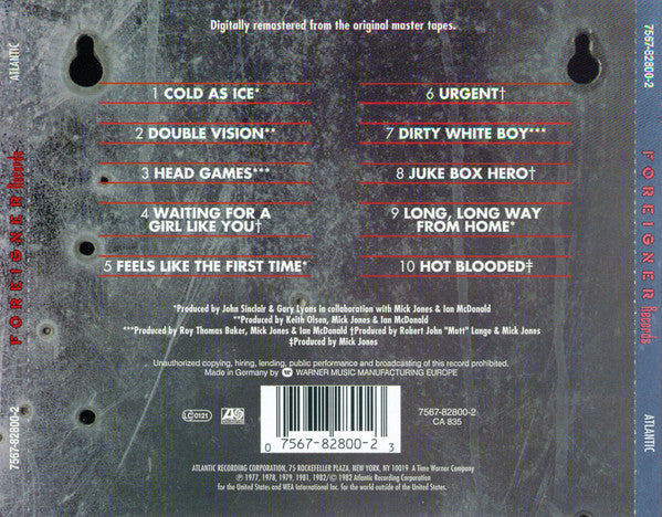 Foreigner : Records (CD, Comp, RM)