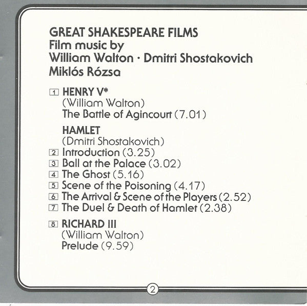 Various : Great Shakespeare Films (CD, Album, RM)
