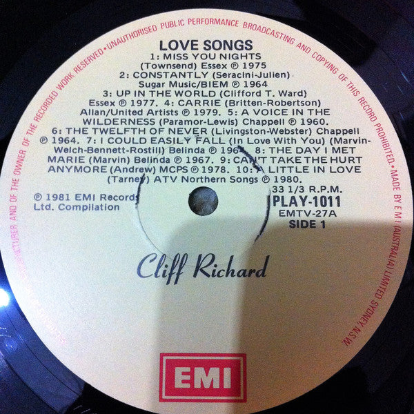 Cliff Richard : Love Songs (LP, Comp)