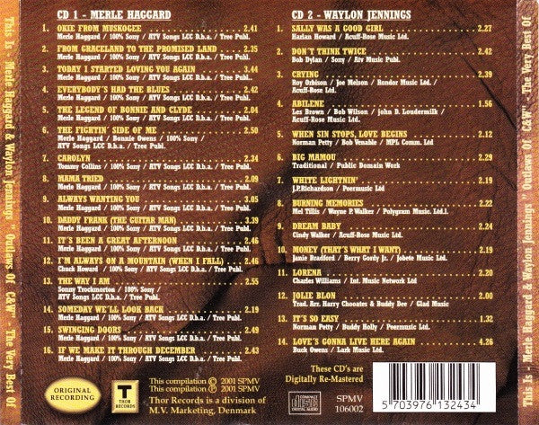Merle Haggard & Waylon Jennings : Outlaws Of C&W (The Very Best Of) (2xCD, Comp, RM)