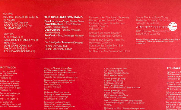 The Don Harrison Band : Red Hot (LP, Album)