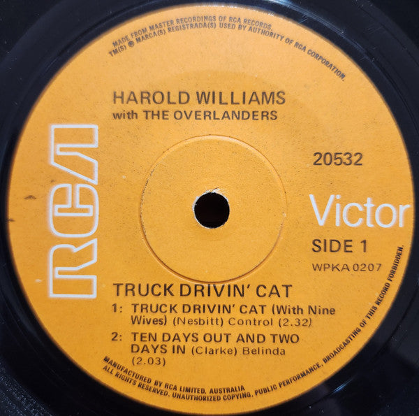 Harold Williams (5) With The Overlanders (5) : Truck Drivin' Cat (7", EP)