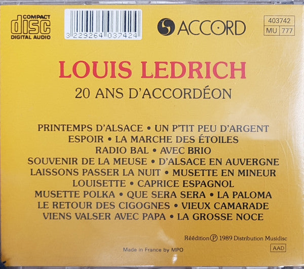 Louis Ledrich : 20 Ans D'Accordéon (CD, Comp, RE)