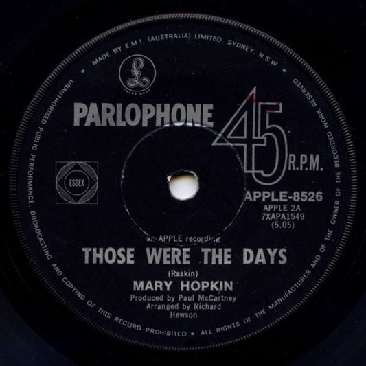 Mary Hopkin : Those Were The Days (7", Single)