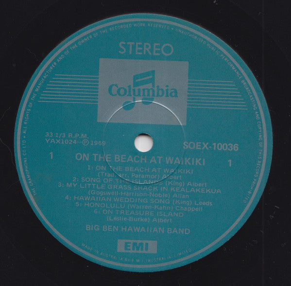 Big Ben Hawaiian Band : On The Beach At Waikiki (LP, Album)