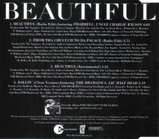 Snoop Dogg Feat. Pharrell* Feat. Uncle Charlie Wilson* : Beautiful (CD, Maxi)
