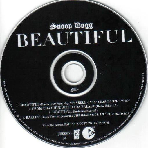 Snoop Dogg Feat. Pharrell* Feat. Uncle Charlie Wilson* : Beautiful (CD, Maxi)