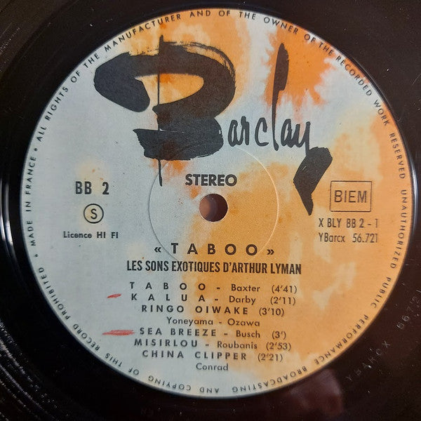 Arthur Lyman : Tabou (LP, Album, RE)