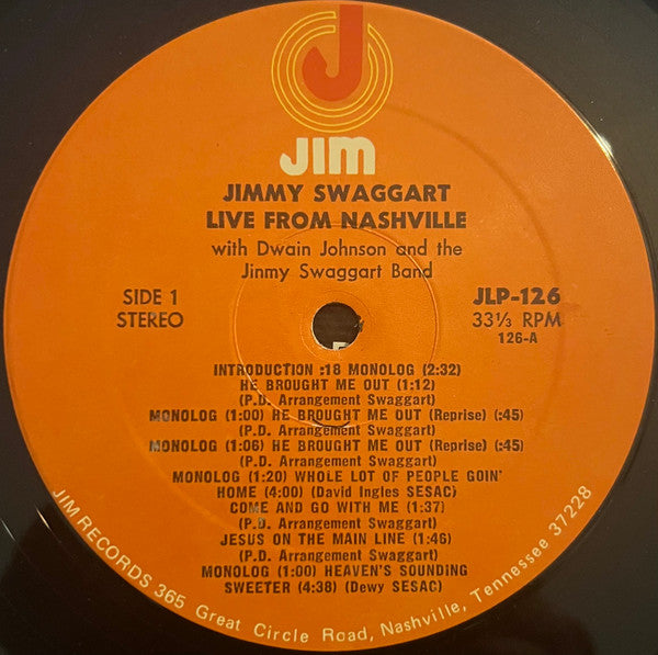 Jimmy Swaggart With Dwain Johnson And The Jimmy Swaggart Band : Live From Nashville (2xLP)