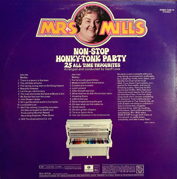 Mrs. Mills : Non-Stop Honky Tonk Party (LP, Album)