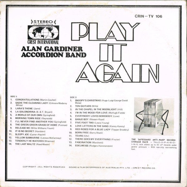 The Alan Gardiner Accordion Band* : Play It Again (LP, Album)