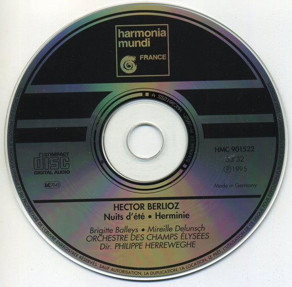 Hector Berlioz / Brigitte Balleys / Mireille Delunsch / Orchestre Des Champs Elysées / Philippe Herreweghe : Nuits D'Été - Herminie (CD, Album)