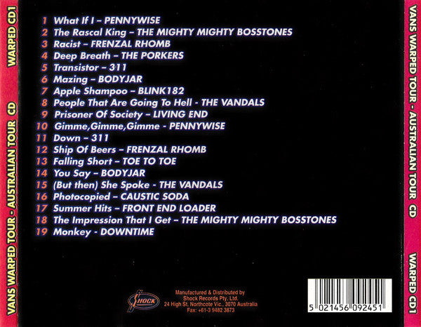 Various : Vans Warped Tour - Australian Tour CD (CD, Comp)