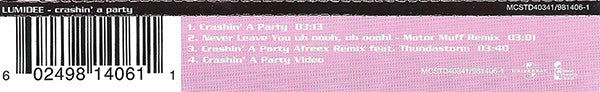 Lumidee Featuring N.O.R.E. : Crashin' A Party (CD, Maxi, Enh)