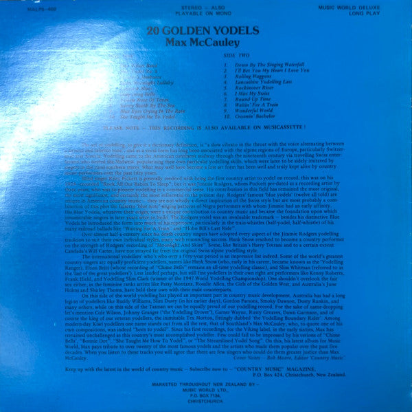 Max McCauley : 20 Golden Yodels (LP)