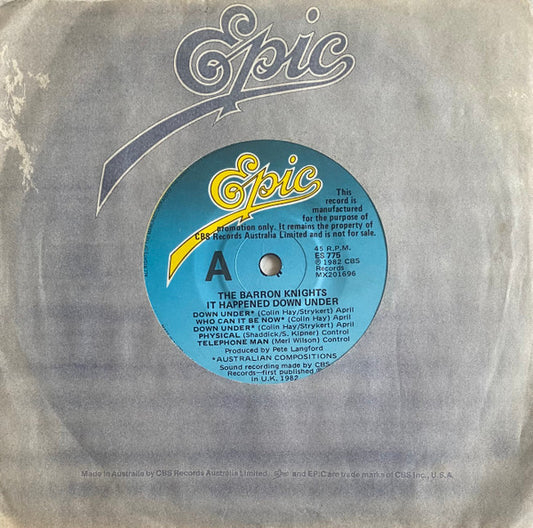 The Barron Knights : It Happened Down Under (7", Single, Promo)