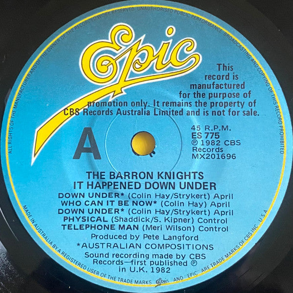 The Barron Knights : It Happened Down Under (7", Single, Promo)